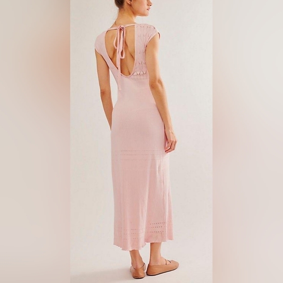 NWOT Free People Robin Seamless Midi Dress In Pink Size M/L - Picture 3 of 7